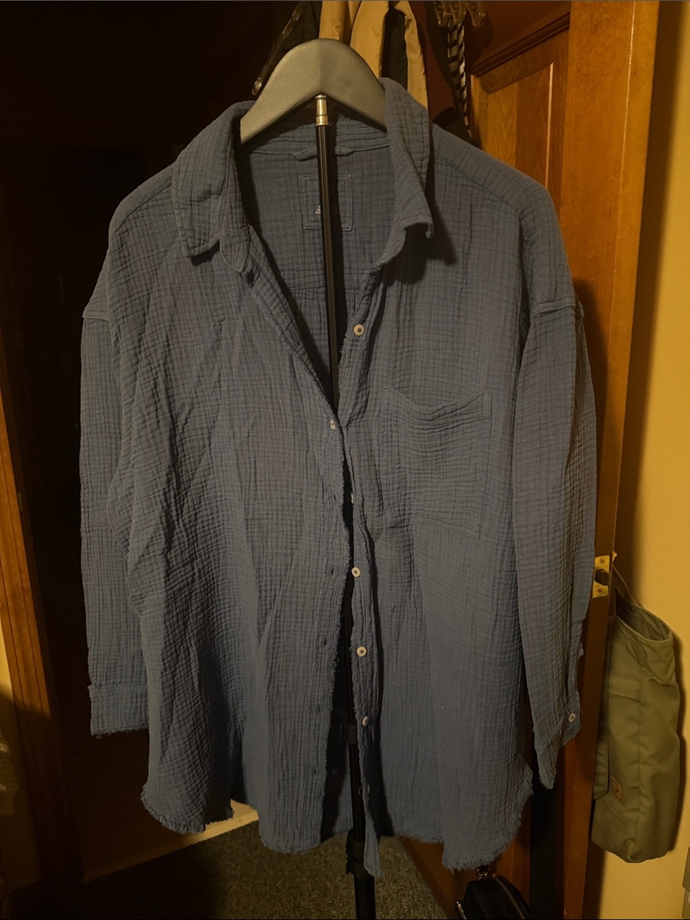 aerie Blue Gauze Beach Coverup Shirt